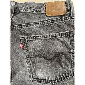 Levi's Premium Men Straight Jeans Grayish Black Denim Big E Distressed Size 31